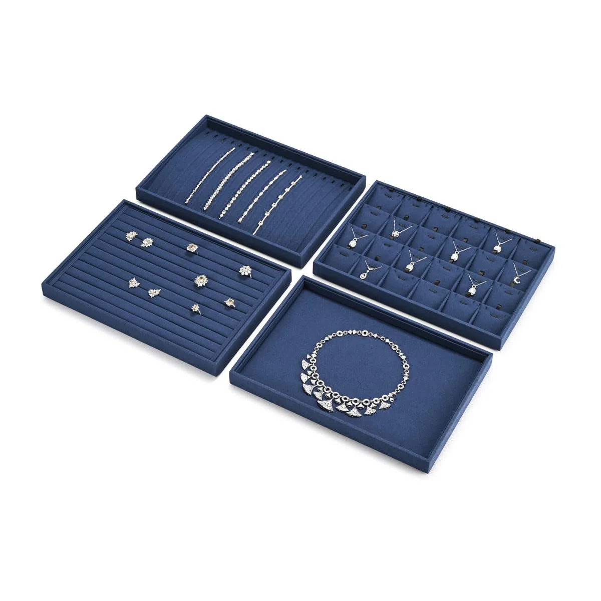 Oirlv Blu Microfibra Gioielli Vassoi Piatti Anello Collana Orologio Organizzatore Vassoi Display