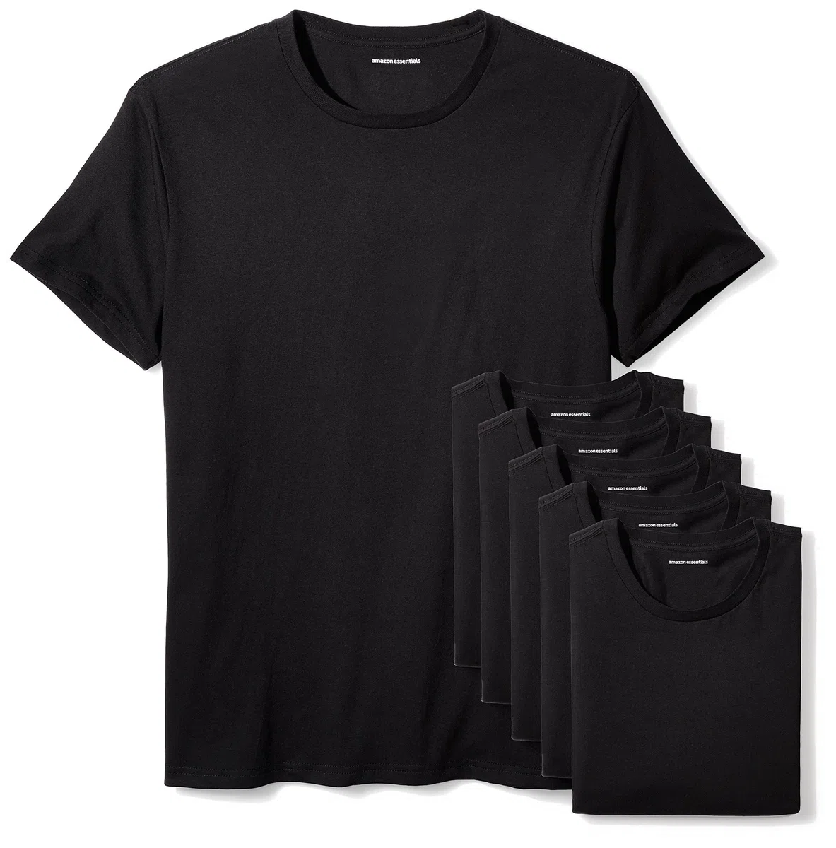 Amazon Essentials Magliette Intime Girocollo in Cotone a Vestibilità Aderente Uomo, Confezione da 6