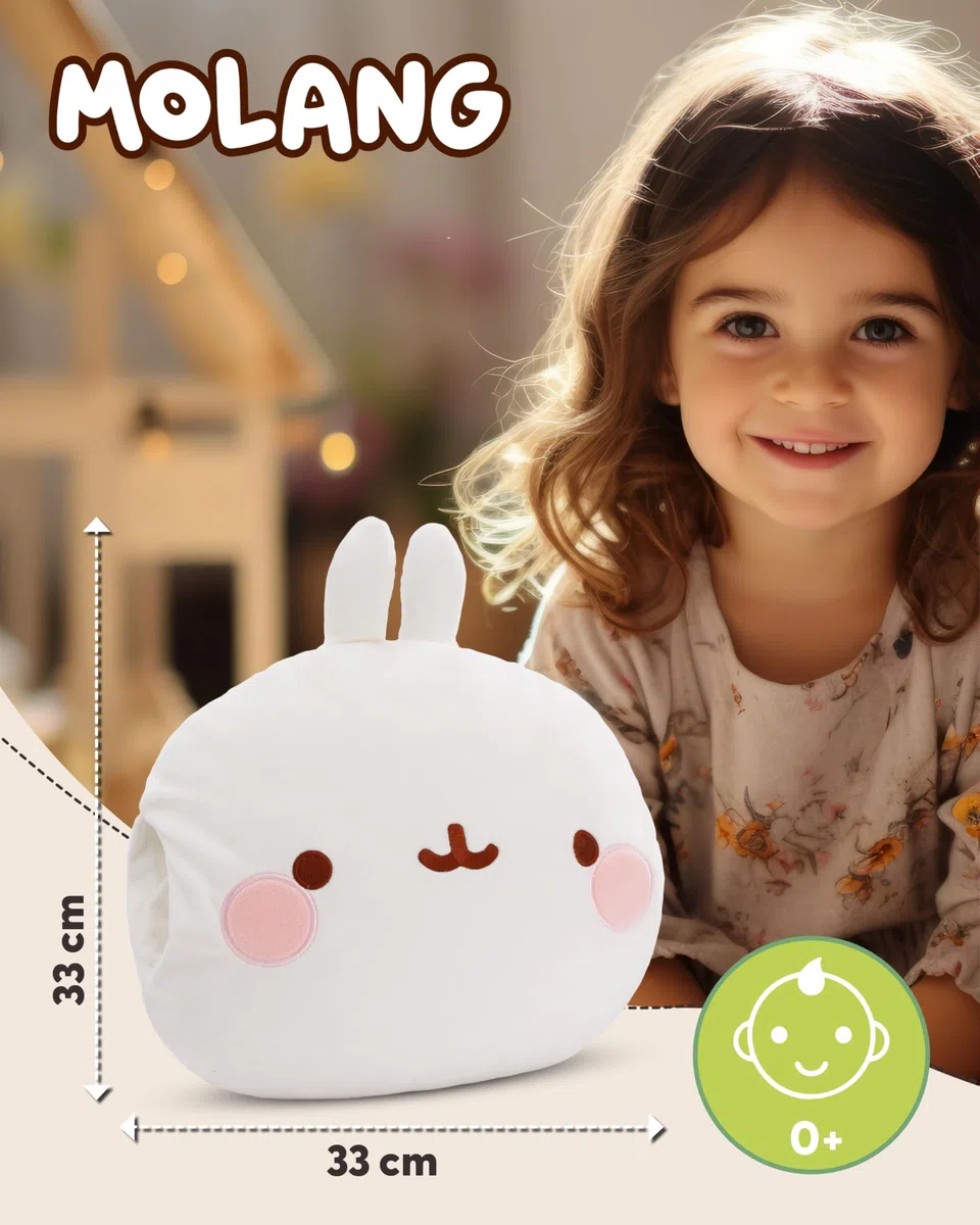 NICI manicotto Molang 33x33x10cm - Soffice manicotto per bambini con viso Molang per bambine, bambini e neonati, scaldamani ideale per le giornate fredde - 61169