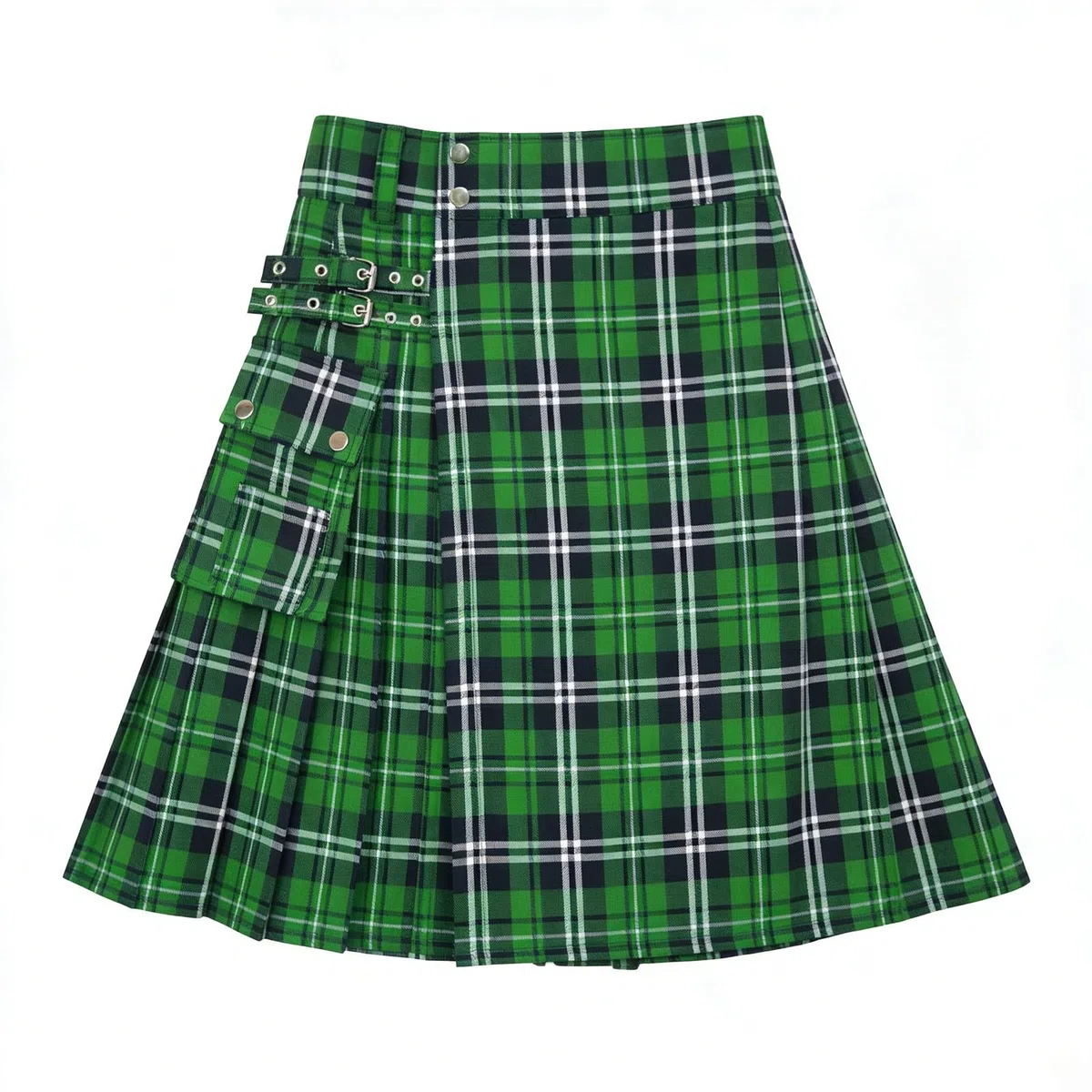 Kilt in Tartan per Uomo Kilt in Tartan con Cinghie e Ampie Tasche Cargo,Set da Scozzese per Uomo, Plaid,Minigonna, Scozia, San Patrizio, Costume,Carnevale, Festa in Maschera,Regalo per Coppia Casual