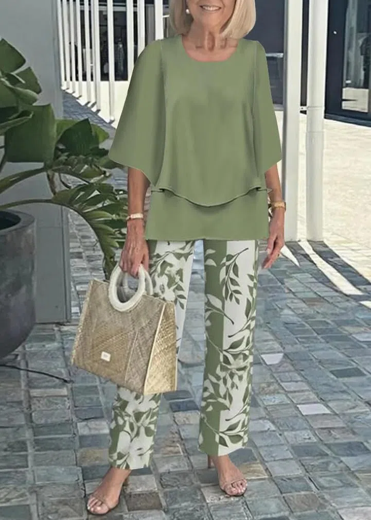 shownicer Completo Donna Estiva 2 Pezzi Manica a 3/4 Camicia + Pantaloni Set Casual Elegante Tuta Outfit
