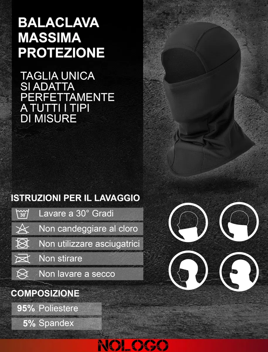 Passamontagna Moto Invernale Donna Uomo in Pile Norvegia - Balaclava Termico, Traspirante, Snowboard, Sci, Trekking, Ciclismo