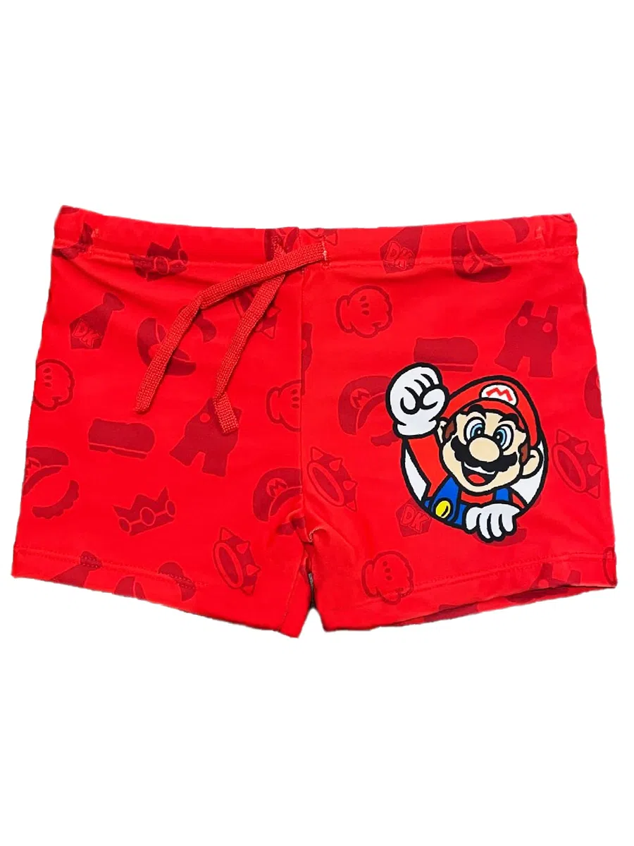 Costume Super Mario Bambino. Ufficiale. Modello Disegni. Boxer Mare Poliestere. Pantaloncino da Mare per Bambini Ragazzi. Costume Piscina. Mario Luigi Yoshi.