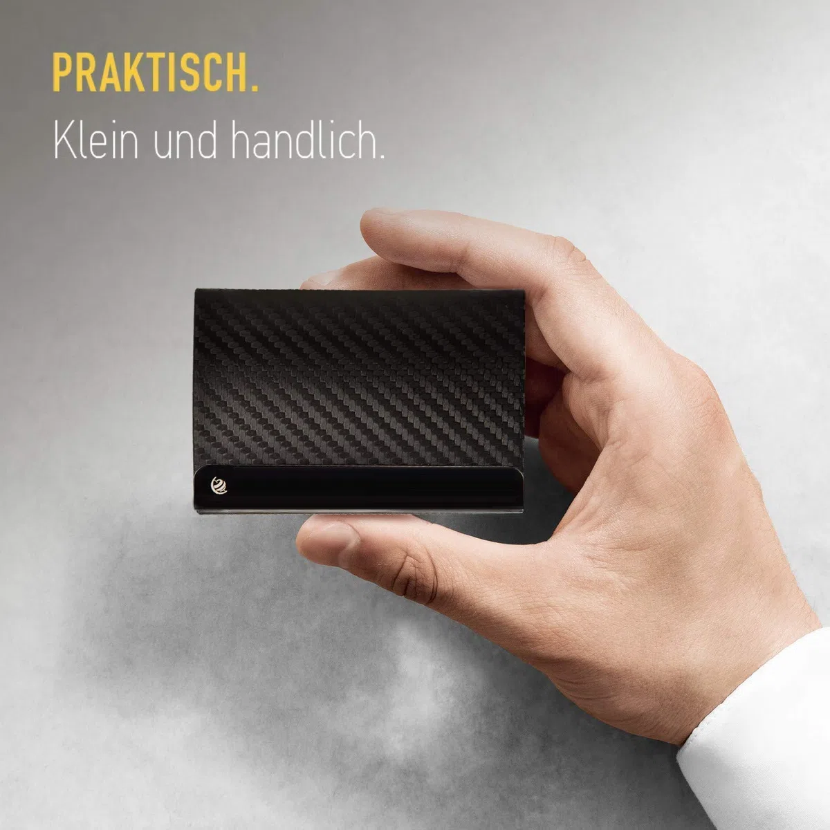 BRODI® - Custodia per biglietti da visita, in acciaio INOX, con chiusura magnetica, confezione regalo inclusa, porta biglietti da visita (rosa con effetto fibra di carbonio)