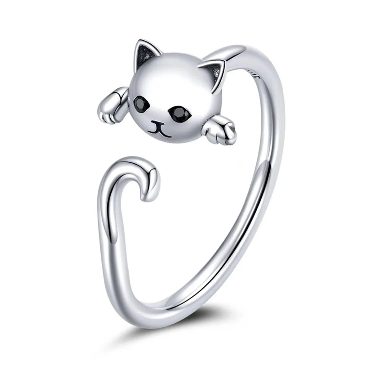 Qings Anelli Donna Anello Gatto, Argento Sterling 925 Anello Regolabile Aperto Gatti Semplice Anelli Animale, Carino Gioielli Regalo di Compleanno per Ragazza e gli Amanti dei Animali