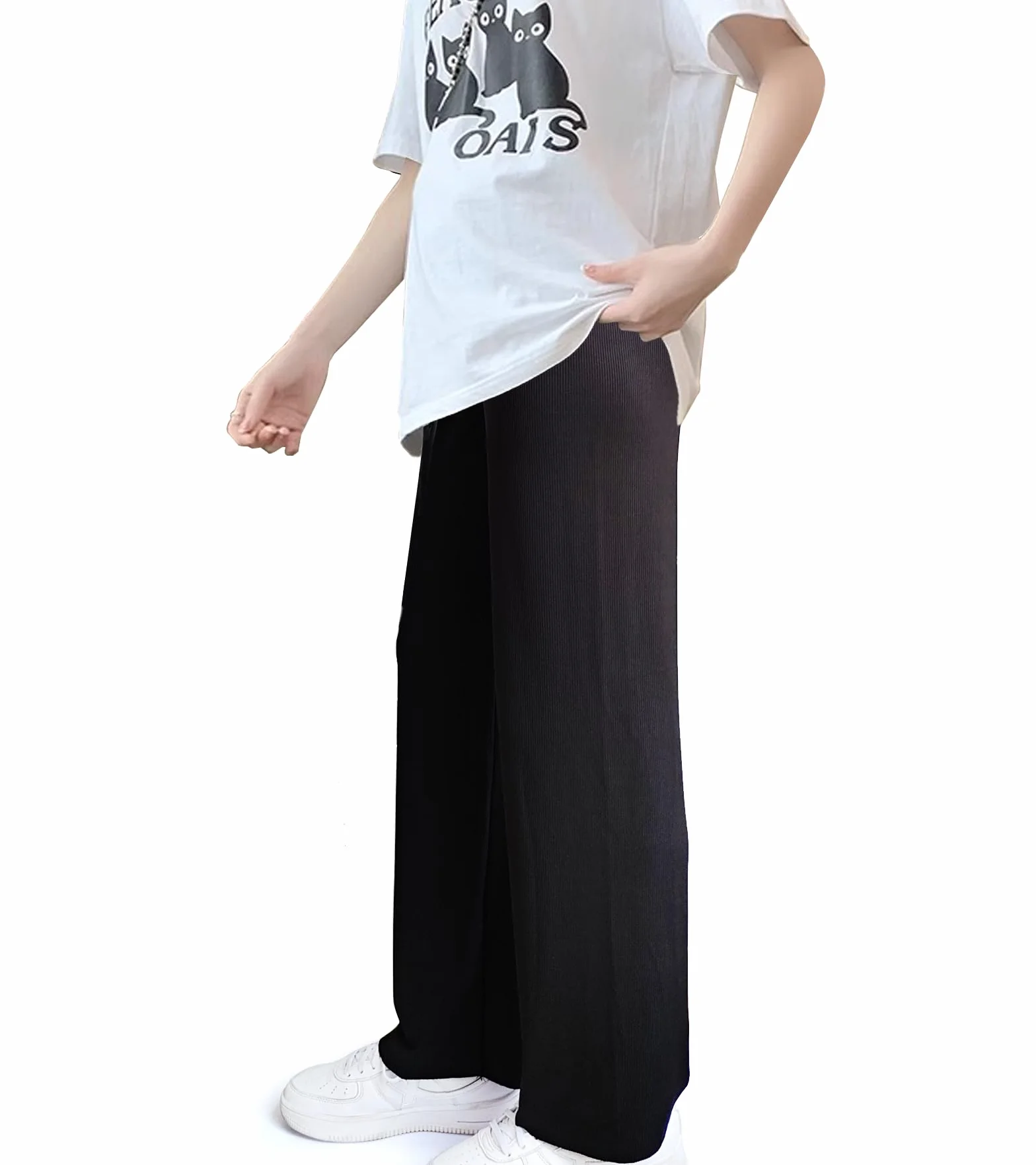 Pantaloni Premaman Gamba Larga, Pantaloni Lunghi Larghi Casual da Gravidanza Donna, Pantalone Premaman per Lavoro Pantaloni da Atletici Comodi