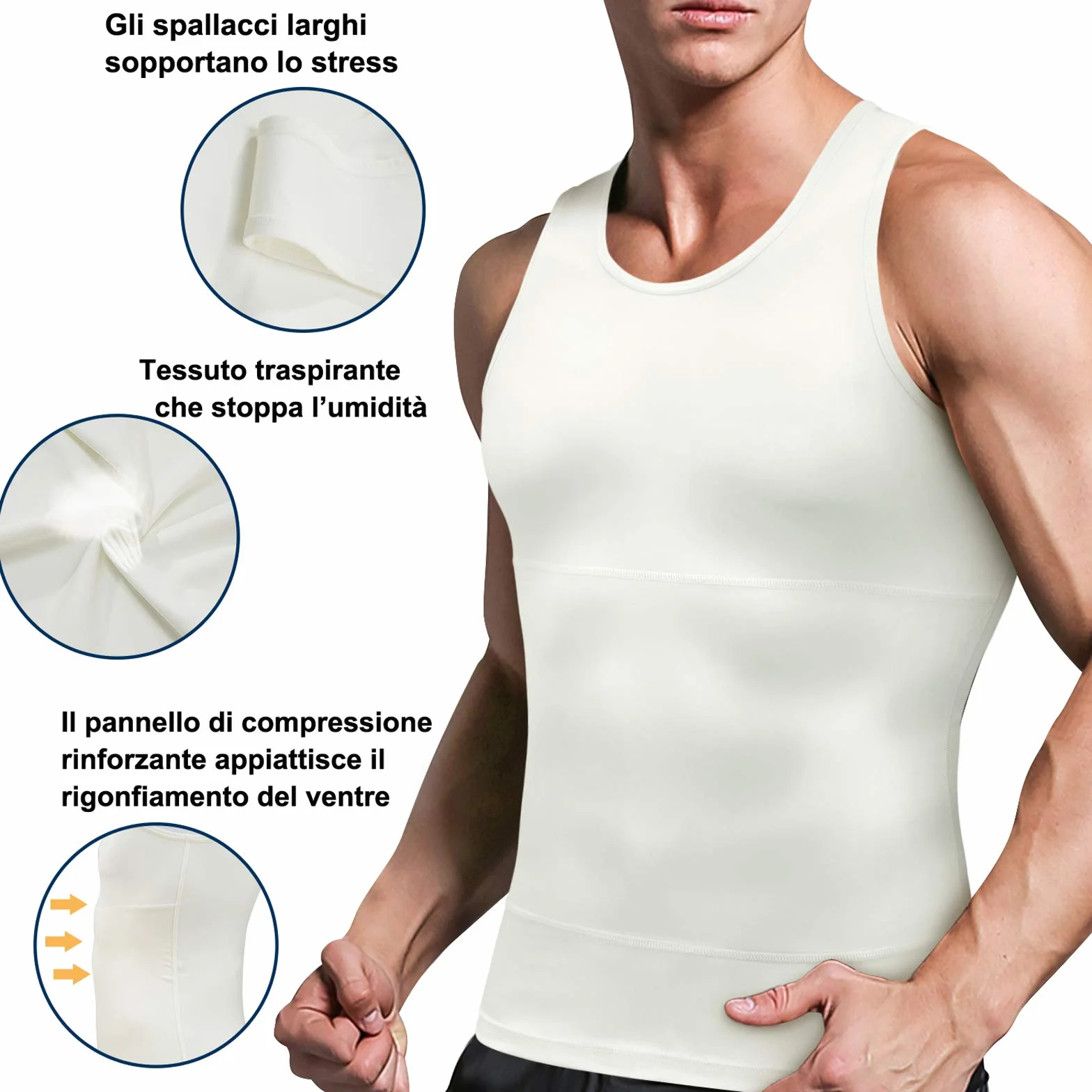 Maglietta Compressione Uomo Canotta Contenitiva Snellente Intimo Modellante Dimagrante Fascia Pancia Sportivo Fitness Canottiera…