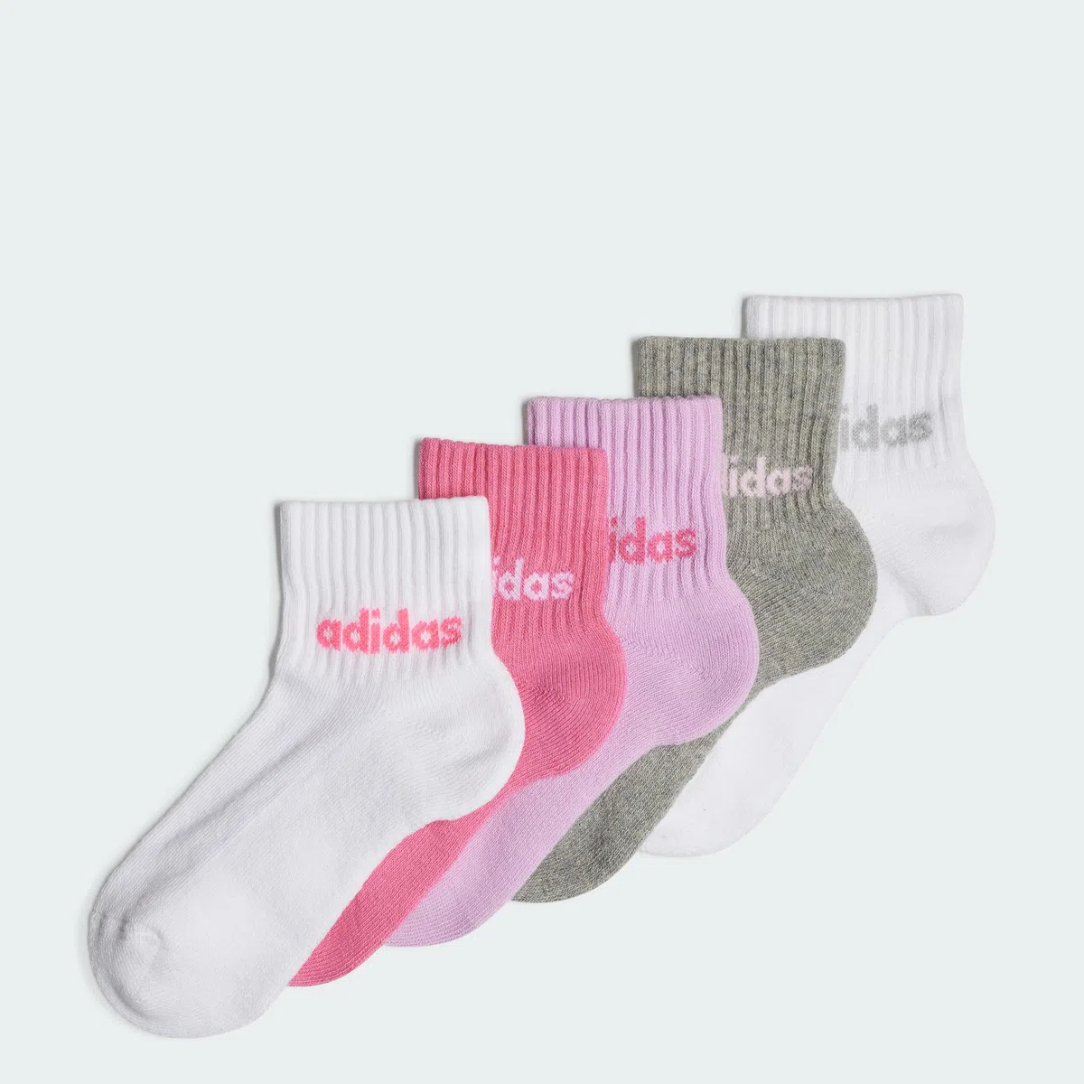 adidas Kids Linear Ankle Socks 5 Pairs Kids White 10K - 11.5K