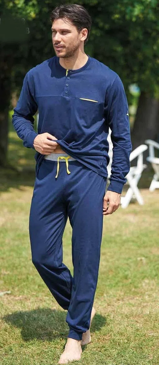 Navigare Pigiama Uomo Cotone Jersey Manica Lunga Colore Blu Navy 2141438 (XXL)