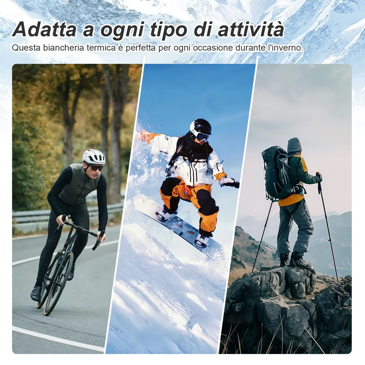 Channo Uomo Set Intimo Termico: Maglia Termica Biancheria Intima Sci Invernale Pantaloni Manica Lunga Funzionale