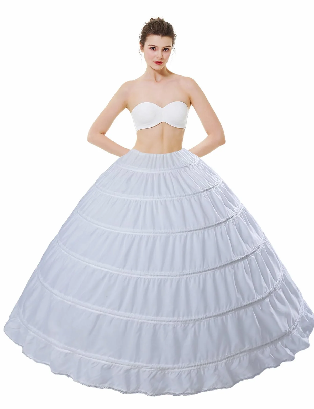 BEAUTELICATE Sottogonna Petticoat Donna Gonna Lunga 6 Cerchio Crinolina Rockabilly Vintage Sottoveste per Vestito Abito da Sposa Anni 50 Bianca Nera