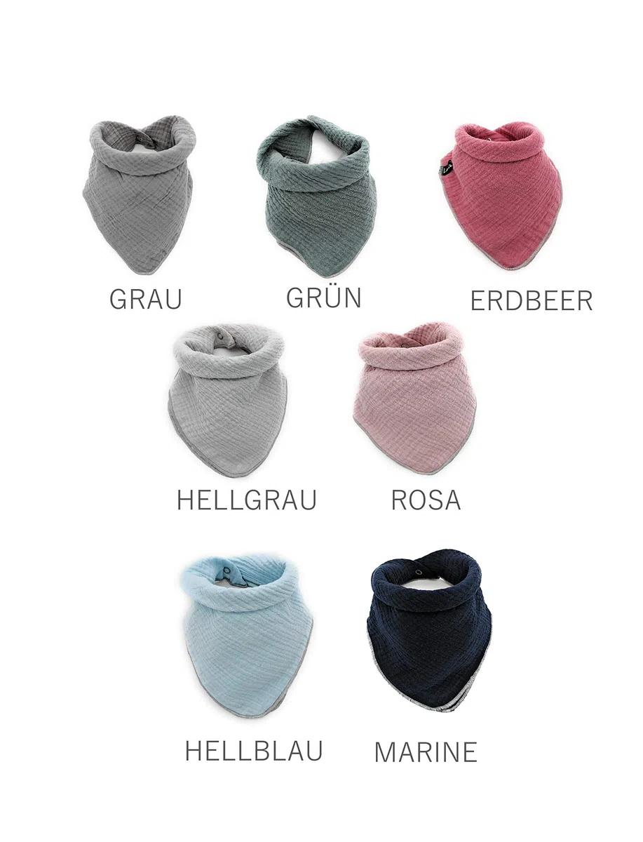 LA LUNA Sciarpa Baby + Bambini 0-6 anni - Crescita con il Bambino, Fazzoletto da Collo Triangolare Cotone Mussola Tinta Unita, Morbido Assorbente Lavabile, Attrezzatura Iniziale Foulard Bandana