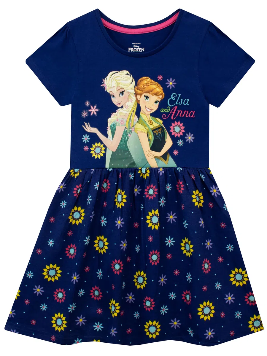 Disney Abito per Ragazze Il Regno di Ghiaccio Frozen | Manica Corta