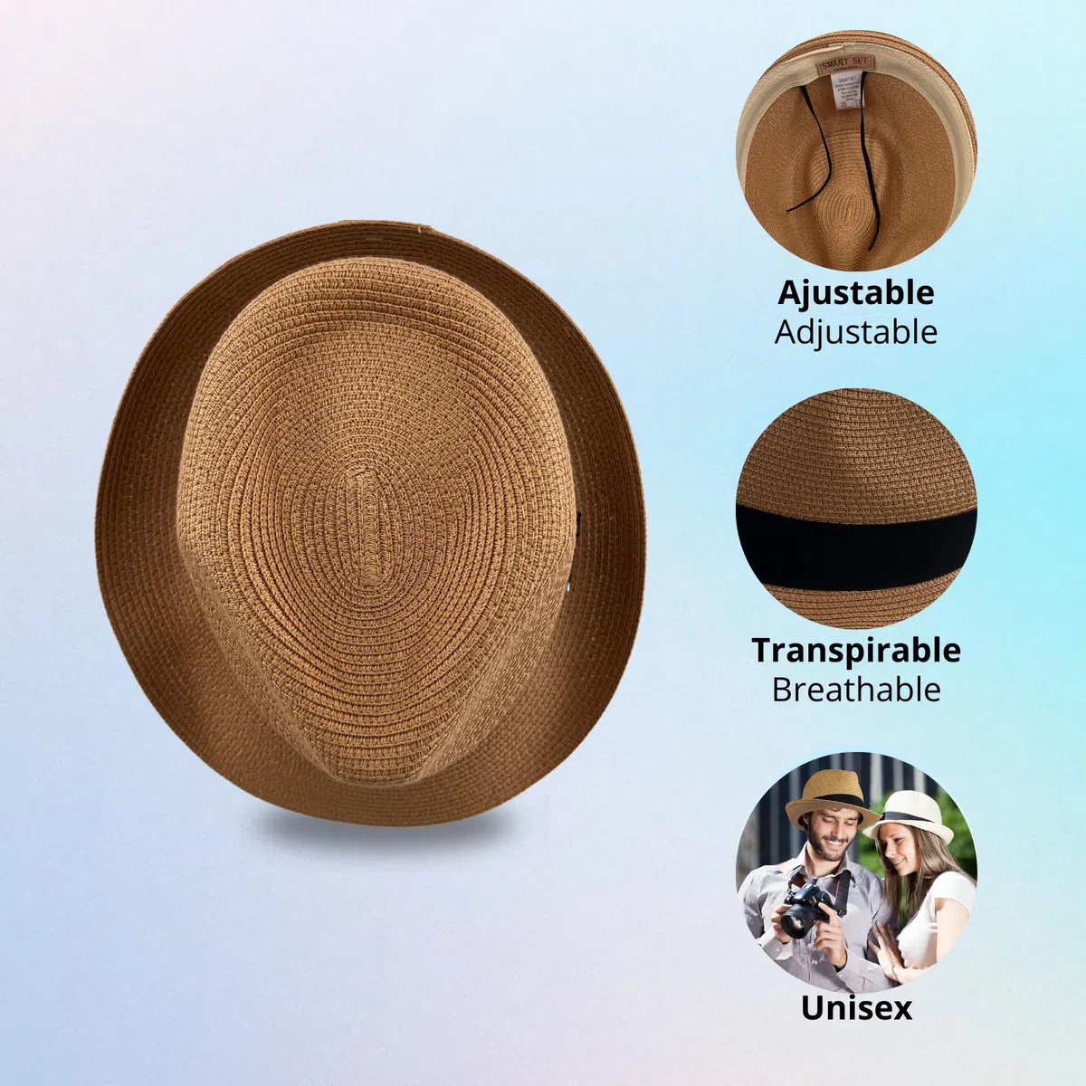 Cappello Panama Unisex Cappello Estivo Cappello da Spiaggia Fedora per Uomini Donne Cappello di Paglia Cappello Panama Avvolgibili