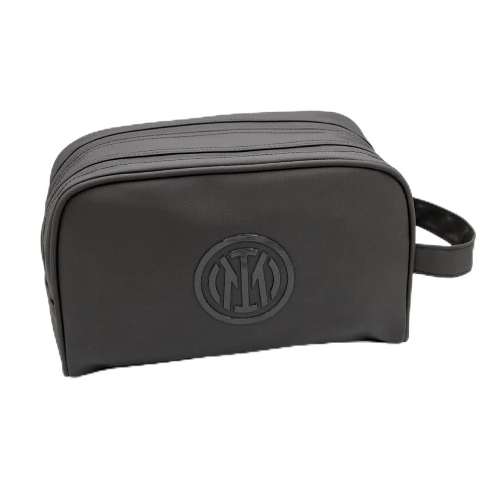 Inter Pochette da Viaggio, Nera, con Logo in Rilievo, Tessuto Impermeabile, Design Sportivo, Prodotto Ufficiale