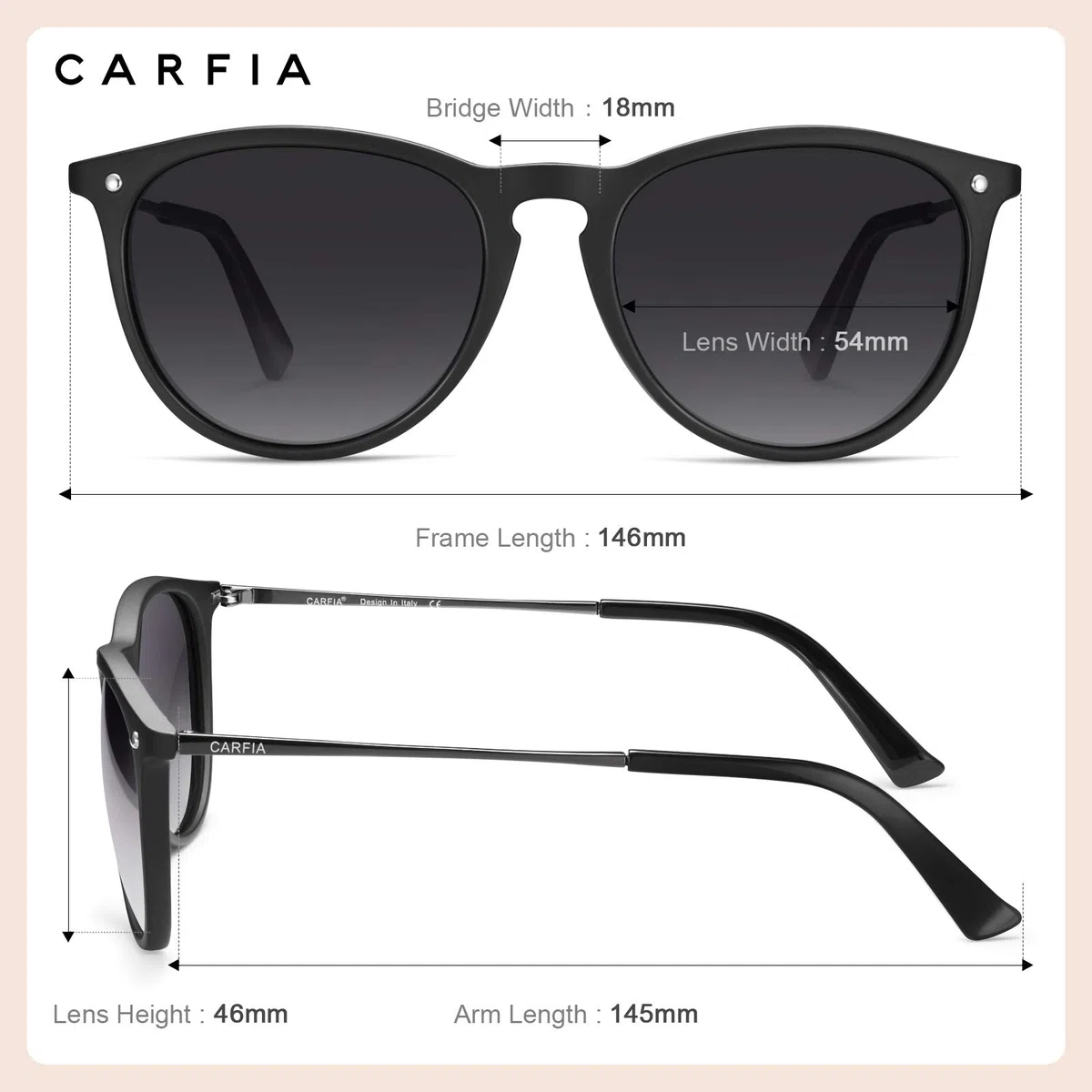 Carfia Retro Polarizzati Occhiali da Sole Donna Uomo UV400 Protezione