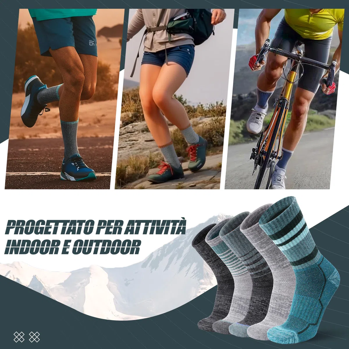 ANTSANG Calzini Unisex in Lana Merino per Donna Uomo Trekking Camminate Termici Caldi Spessi per Inverno con Taglio Alto 5 Paia