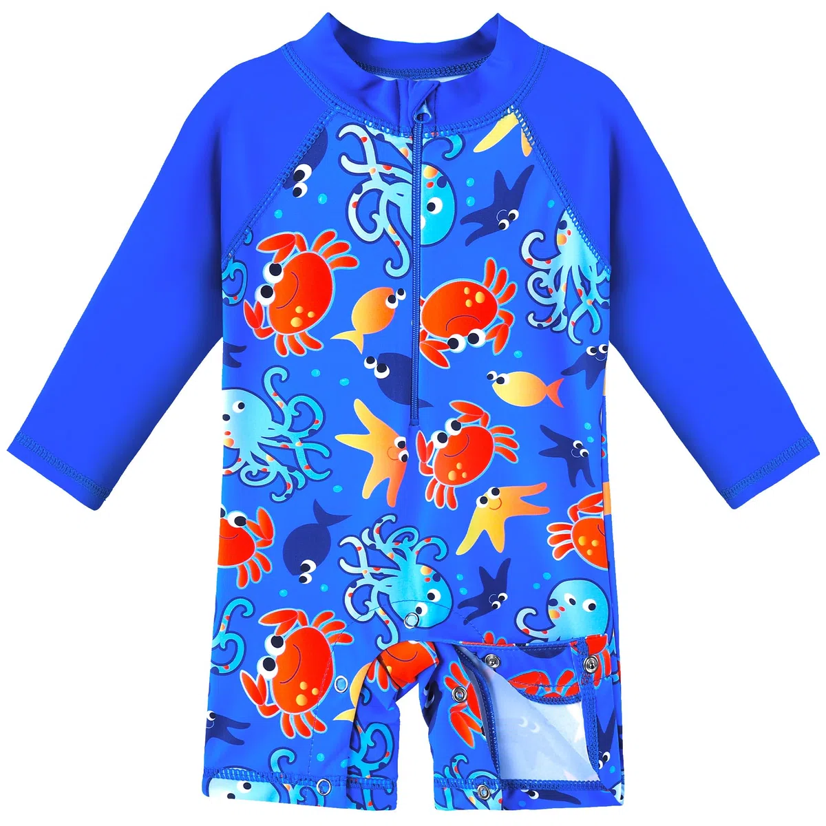 XFGIRLS Costume da bagno con gambe in pantaloni a maniche lunghe un pezzo protetto contro i raggi UV, adatto per bambini da 1 mese a 6 anni