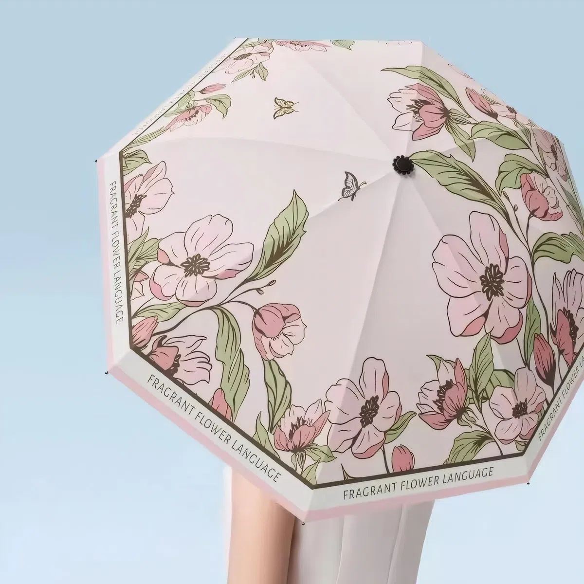 Ombrello con protezione UV UPF50+, portatile, leggero, impermeabile, a doppio strato, design antivento, stile retrò, classico, floreale, vintage, per donne, viaggi e uso quotidiano