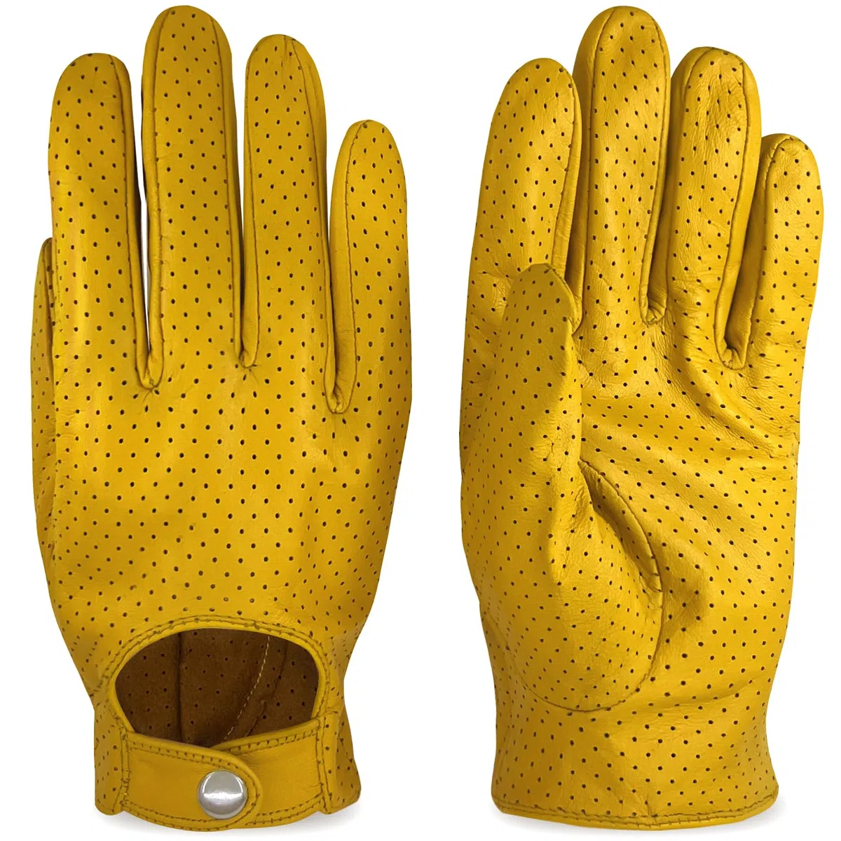 Guanti da guida in pelle di pecora 100% morbida da uomo con mesh e touch screen