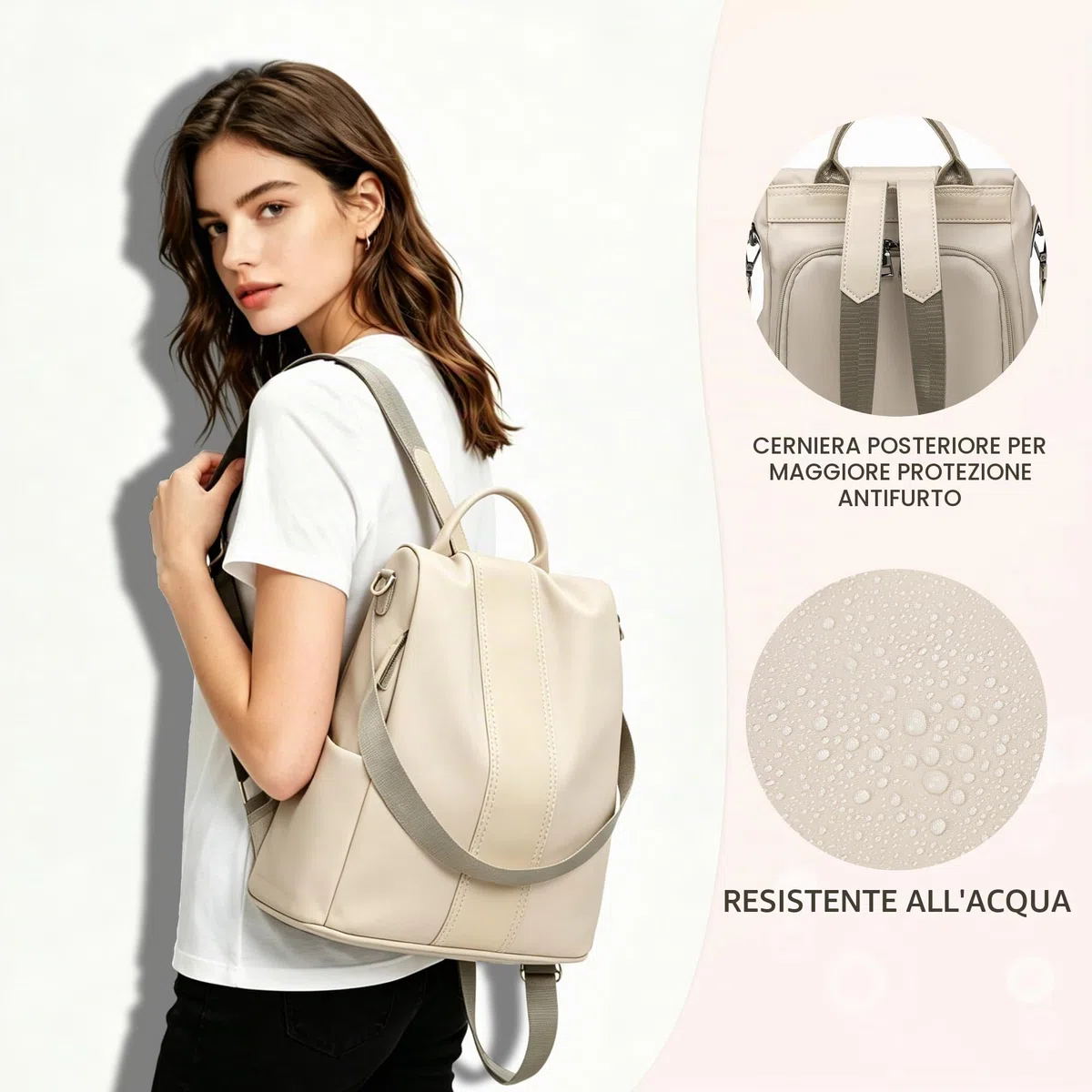 shepretty Zaino Donna antifurto Borsa Tracolla Zainetto Viaggio Daypack,12911-1