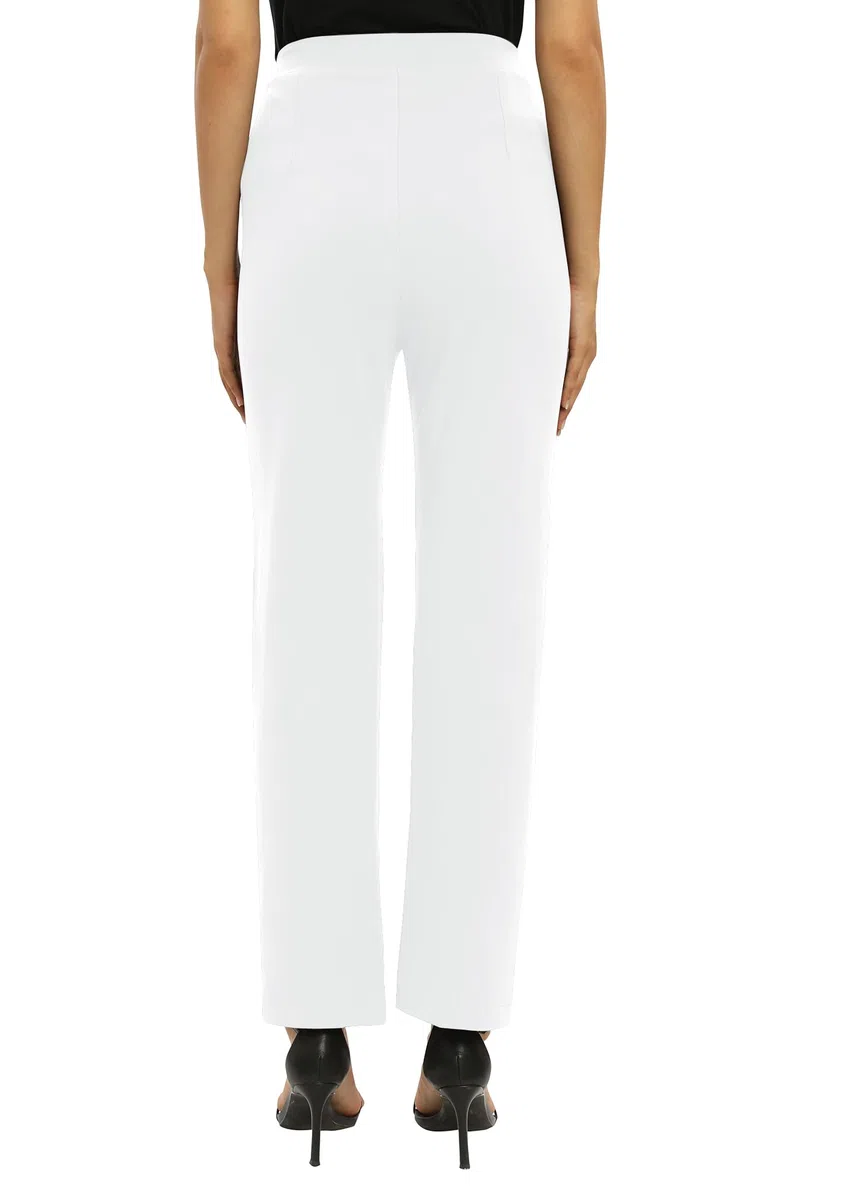 EXCHIC Donne Ufficio Casual Elastico Alta Vita Gamba Dritta Pantaloni con Tasche