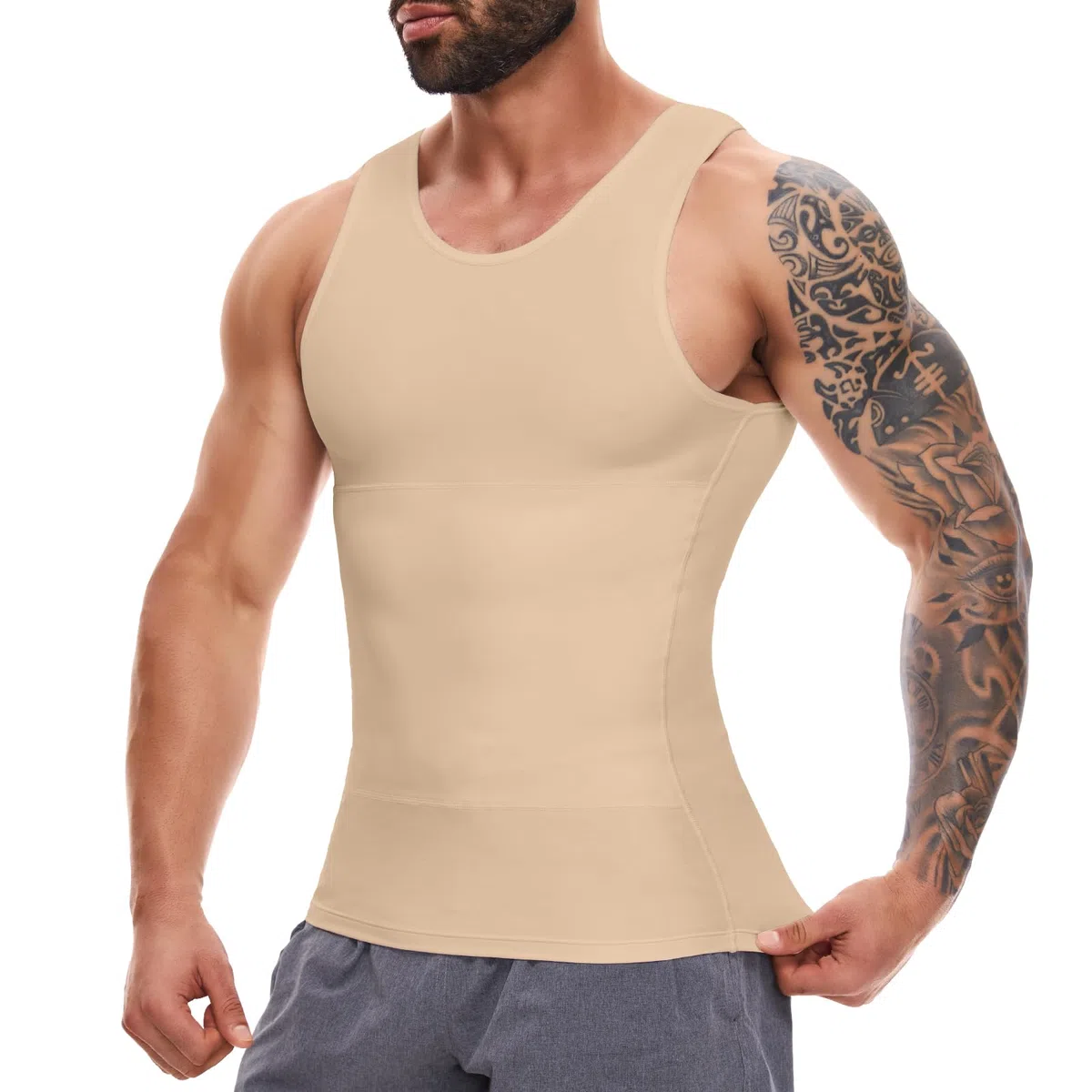 SLIMBELLE Canotta Contenitiva Uomo Elasticizzata Maglia Dimagrante Fascia Pancia Senza Maniche Palestra Shapewear