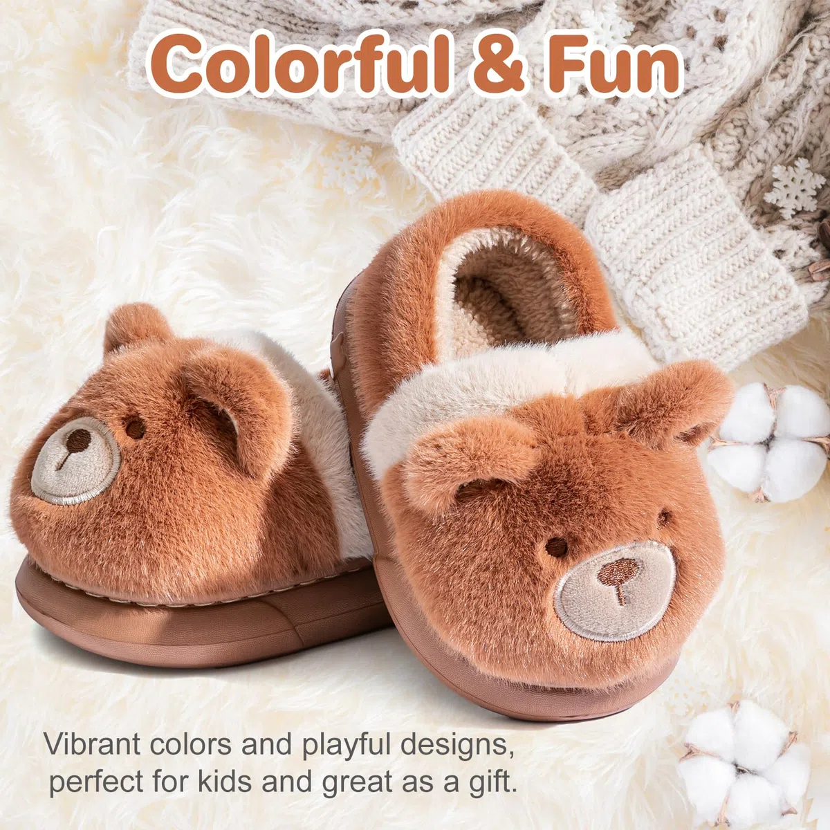 DRECAGE Pantofole per Bambino e Bambina Invernali, Calde Ciabatte in Peluche da Casa con Design Cartone Animato Ragazzi Ragazze