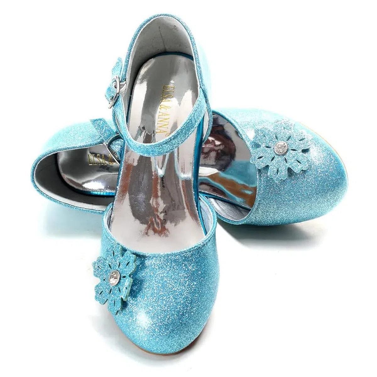 ELSA & ANNA Scarpe da principessa per ragazze - Scarpe con tacco 3cm - Scarpe per costumi Elsa glitterate per feste e compleanni - Tacchi alti per bambini