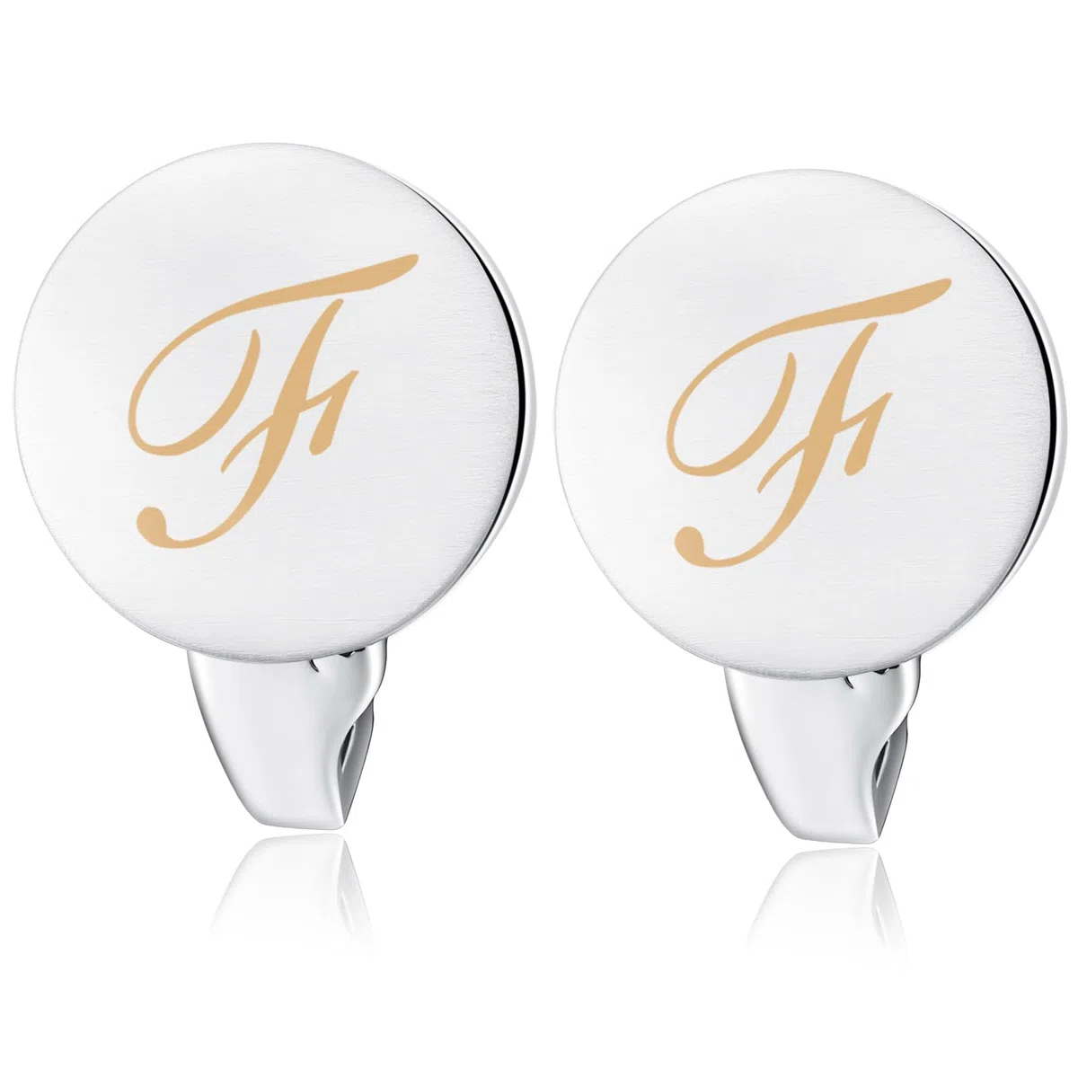 HONEY BEAR Gemelli & Fermacravatta Uomo con Iniziali Alfabeto Lettera per Camicia Matrimonio Commercio Regalo,Argent 5.4cm (F)