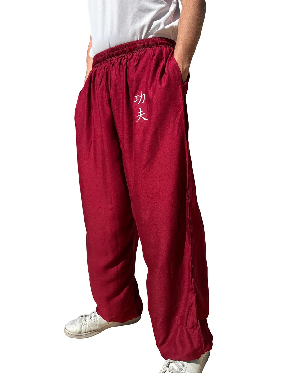 Pantaloni Kung Fu Stile Tai Chi e Wing Chun Pantaloni con Tasche Larghe in Viscosa, V3, XL