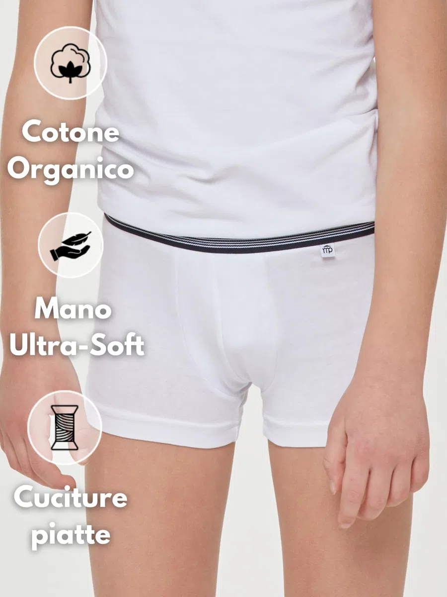 POMPEA 6 Pezzi Boxer Bambino in Cotone, Mutande per Bambini in Tessuto Jersey con Cinturino Elastico a Righe