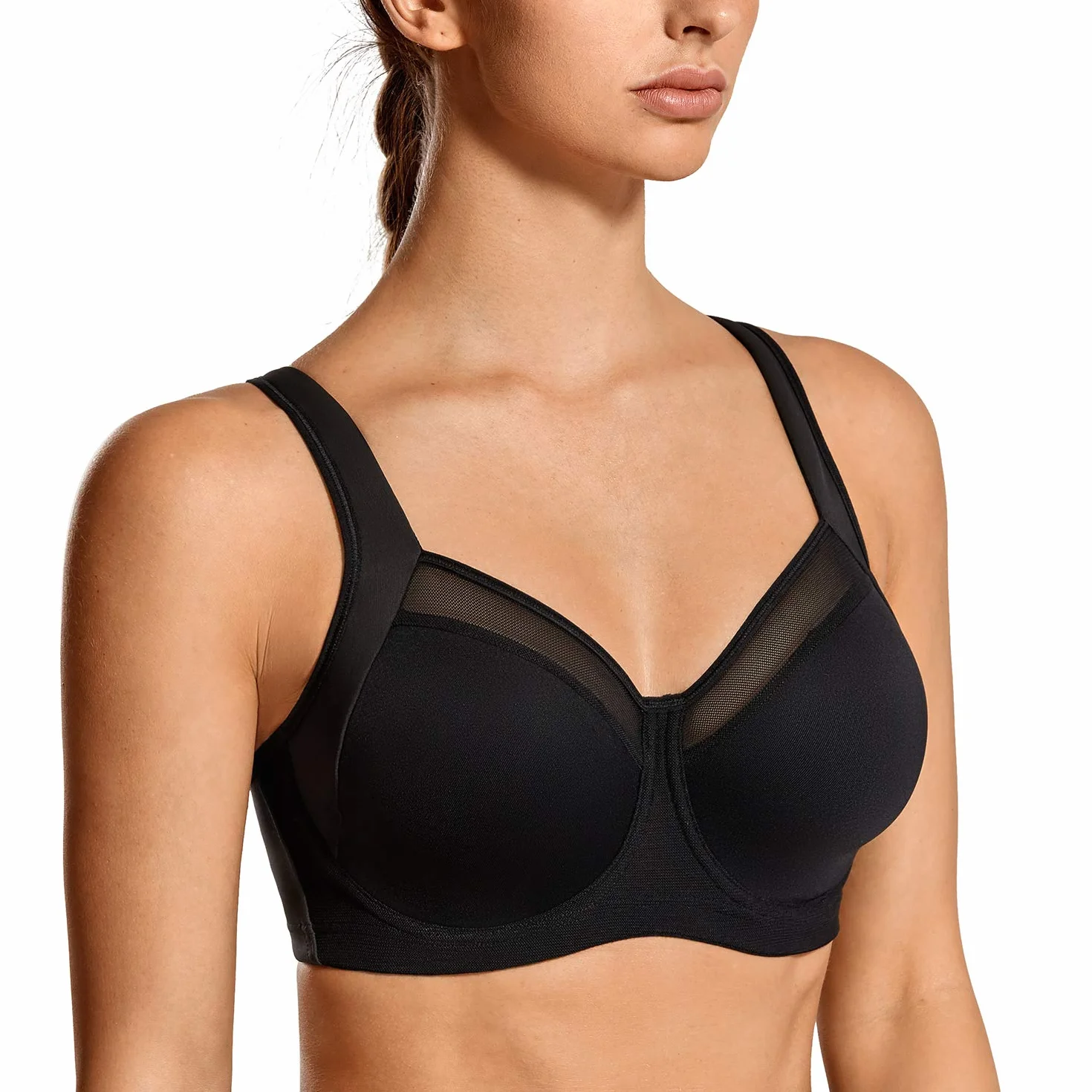 SYROKAN Reggiseno Sportivo Donna Sostegno Forte con Ferretto Senza Imbottitura Racerback Alto Impatto Fitness