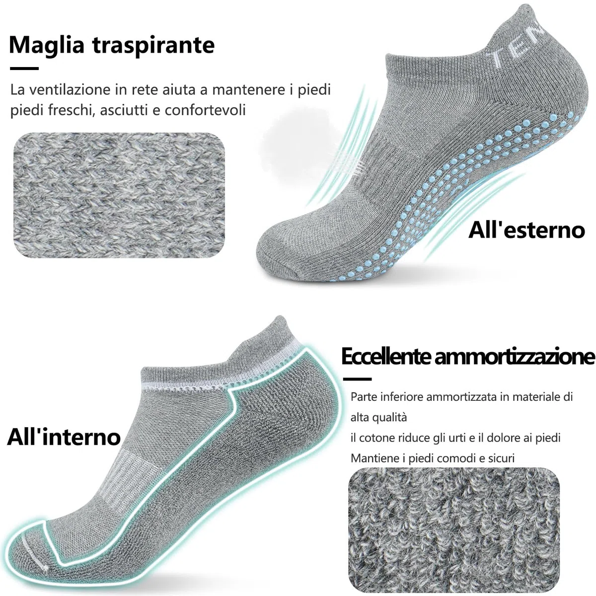 3 Packs Calzini Antiscivolo Donna e Uomo per Yoga, Pilates, Ospedale, Antiscivolo Calze, Calze Antiscivolo Donna Divertenti per Allenamento Domestico, Sport