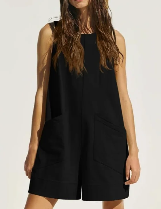 Haibang Salopette Donna Estiva Tute Corte Donna Senza Manica Allentata Casual Jumpsuit con Tasche Morbida Monopezzi e Tutine Elegante Playsuit Overall Romper Pantaloncini Spiaggia Vacanza Outfit