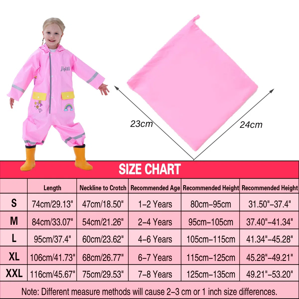 Impermeabile Bambini Cappuccio Antipioggia Unisex Leggero Pioggia Tuta Antivento Tutto in Uno Sportivo Poncho Antipioggia Cartoni Animati Scuola Bambine Bambino Bimbo Bimba Asilo 1-8 Anni