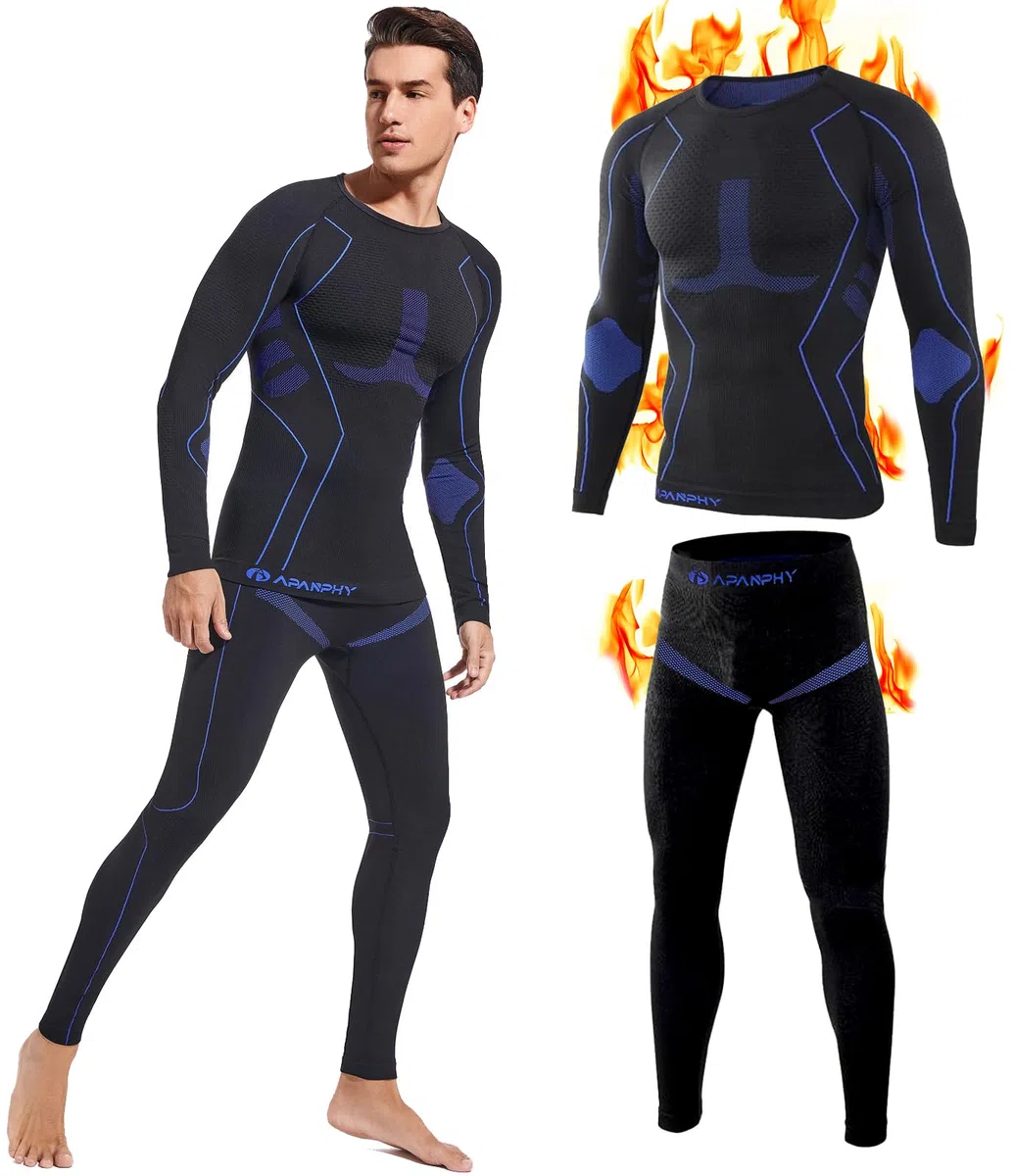 Intimo Termico Uomo Traspirante Asciugatura Rapida Set Termica Uomo per L'attività all'Aria Aperta Ideale per Sci Pesca Alpinismo Ciclismo Allenamento Corsa Autunno Inverno