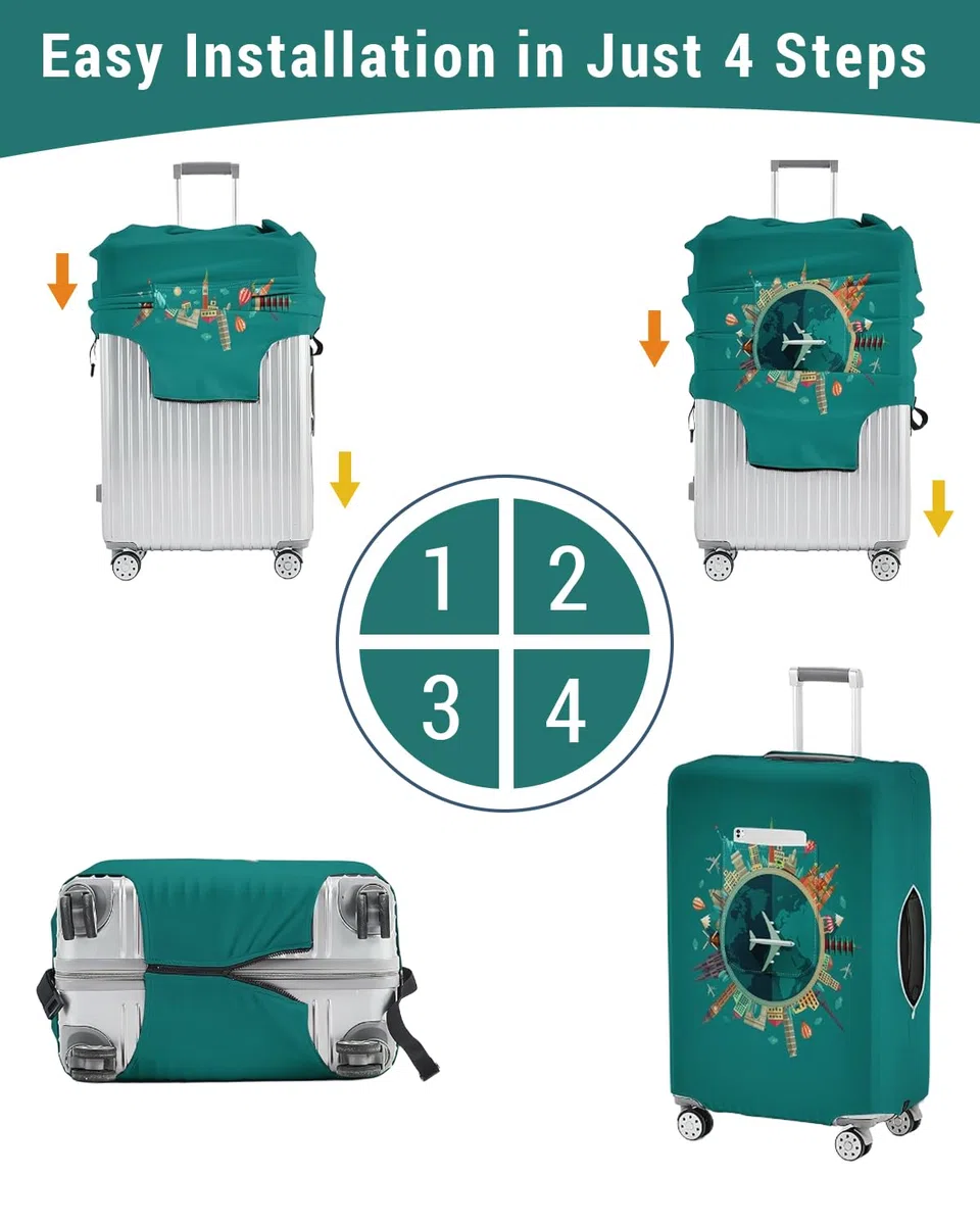Morbuy Copri Valigia, Coprivaligia Elastico con Tasche per Valigia 18-32 Pollici, Cover Proteggi Valigia Lavabile per Bagagli da Viaggio