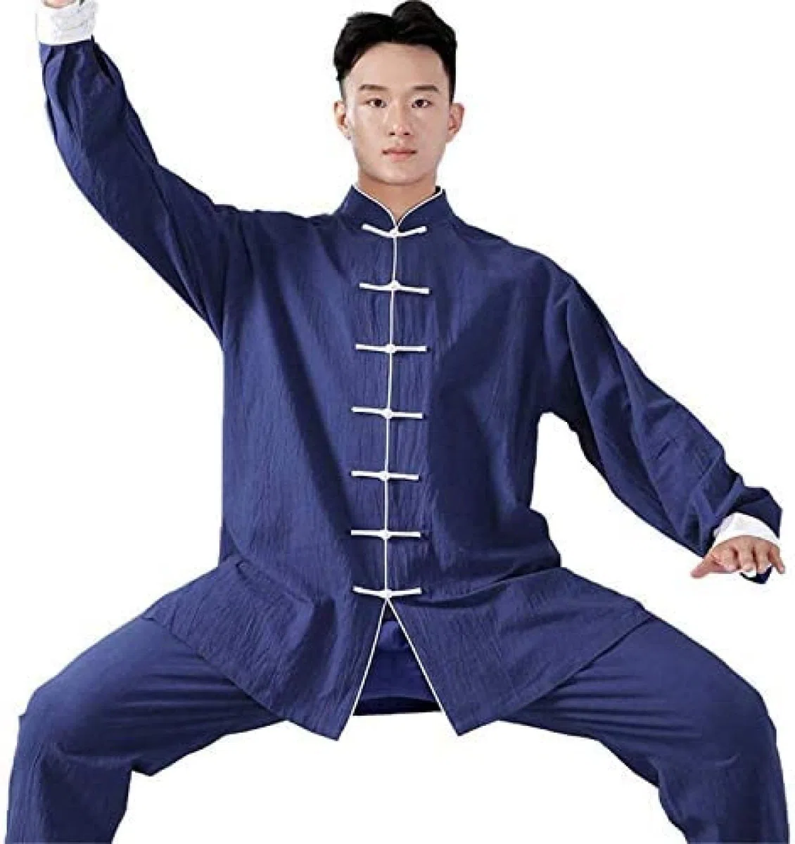 Abbigliamento Tai Chi, Abiti per Arti Marziali Unisex per Adulti Imposta Autunno Inverno Lino in Cotone Mantenere al Caldo Indossare Kung Fu Uniforme Wing Chun Abbigliamento Fitness,Blue,XL