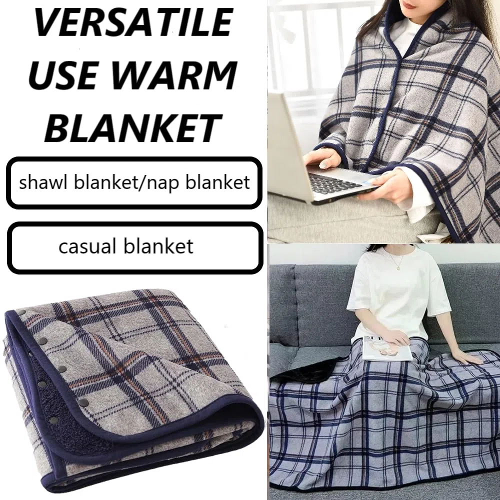 JEMPET Coperta indossabile in pile con bottoni - Comodo poncho, coperta in flanella, scialle, mantella senza maniche in peluche per uomo e donna140cm*100cm