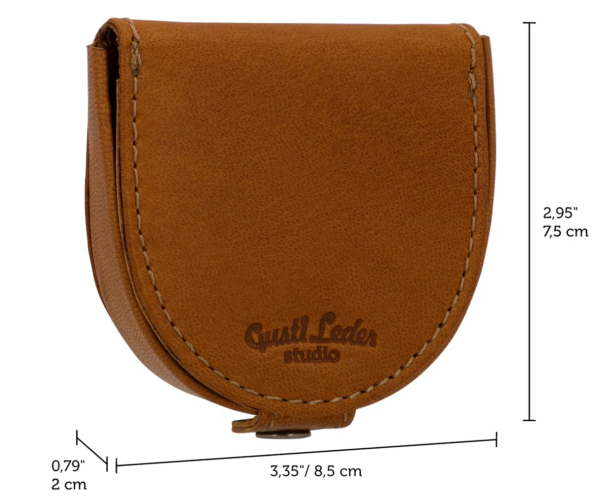 Gusti Leder studio ''Brian'' borsellino portamonete banconote monete vintage vera pelle festa disco unisex marrone cognac 2A14-22-5