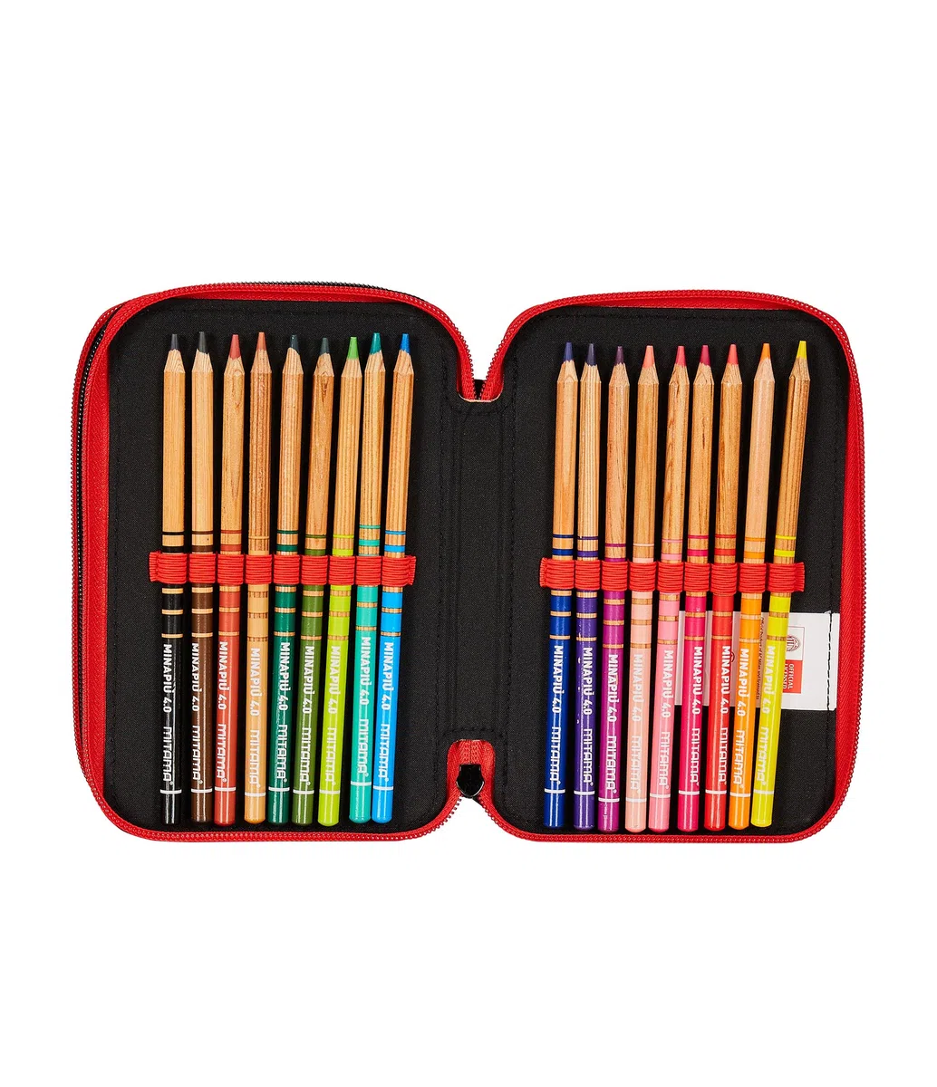 Seven Astuccio Scuola 3 Scomparti, A.C. MILAN Calcio - PATH OF VICTORY, Rosso Nero - Portapenne Multi Scomparto Con Matite, Penne e Colori, Accessori Zaino, Zaino Scuola - Astuccio Bambino Ragazzo