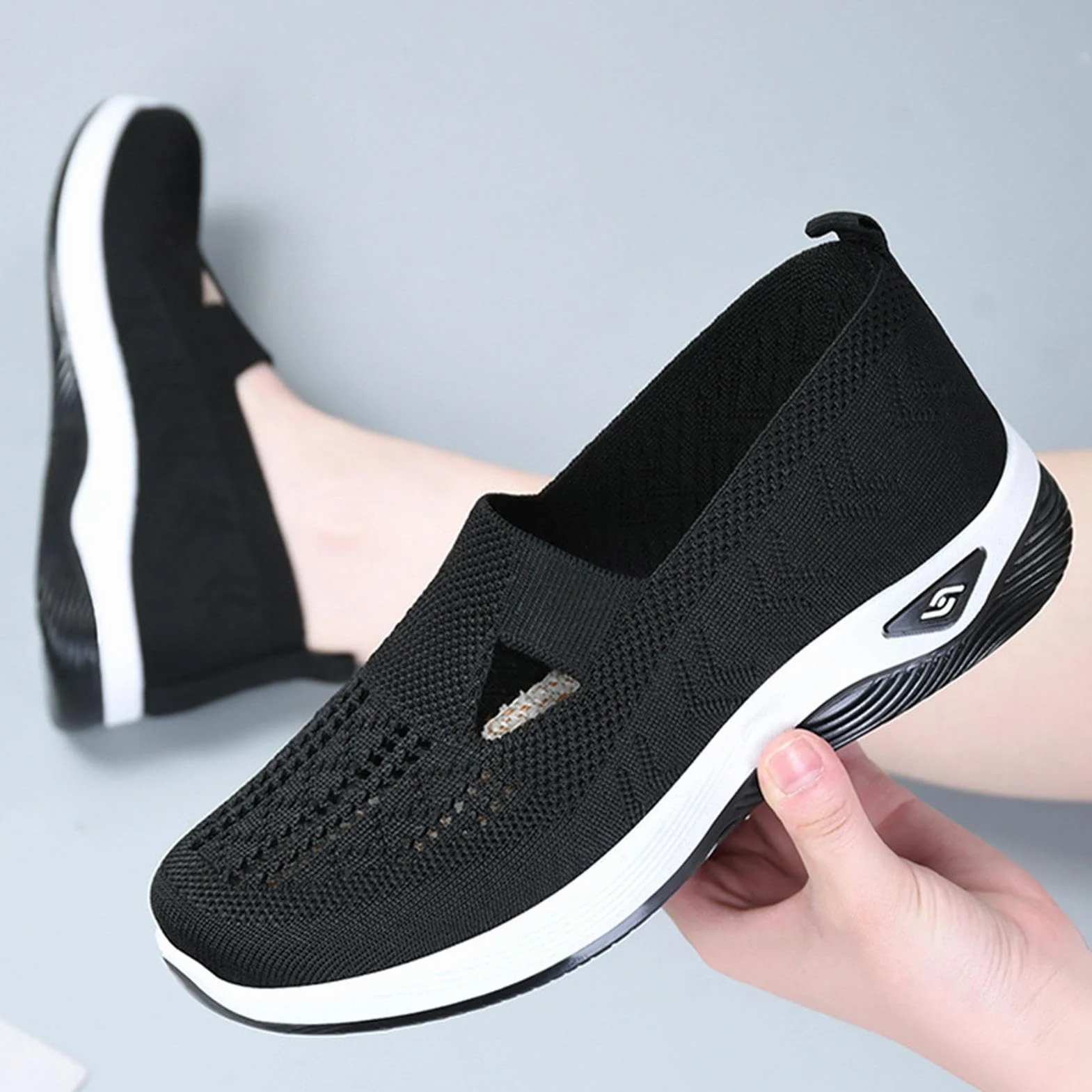 Sneakers ortopediche da donna - Scarpe senza lacci da donna con supporto per l'arco