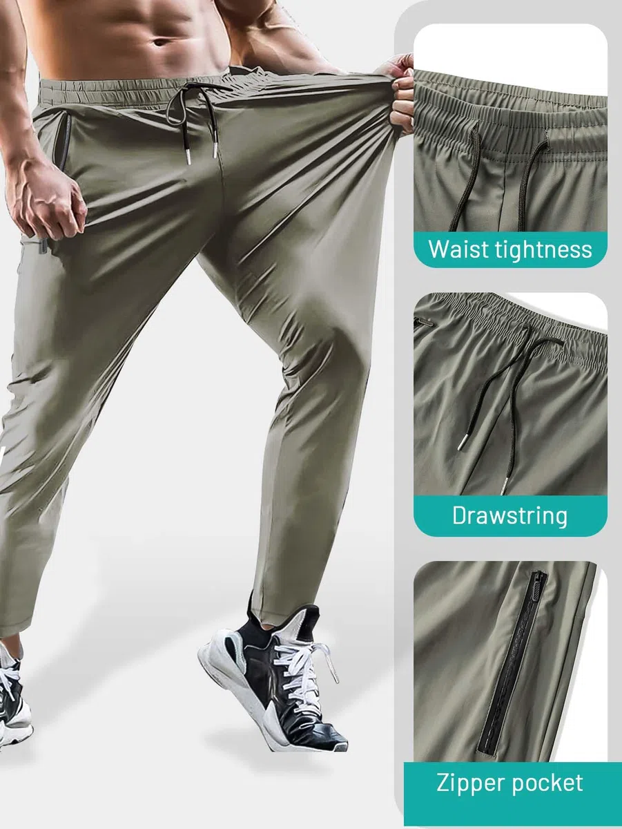 Hidkat Pantaloni da trekking da uomo, ad asciugatura rapida, leggeri, pantaloni da pesca all'aperto, resistenti all'acqua, con tasche con cerniera