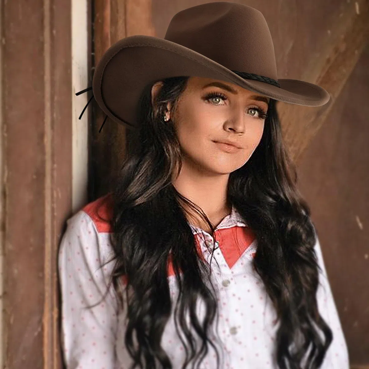 DRESHOW Cappello da Cowboy Donna Classico Cappello Western Retro a Tesa Larga con Fibbia e Cintura Cappelli Fedora in Feltro Arrotolati Unisex