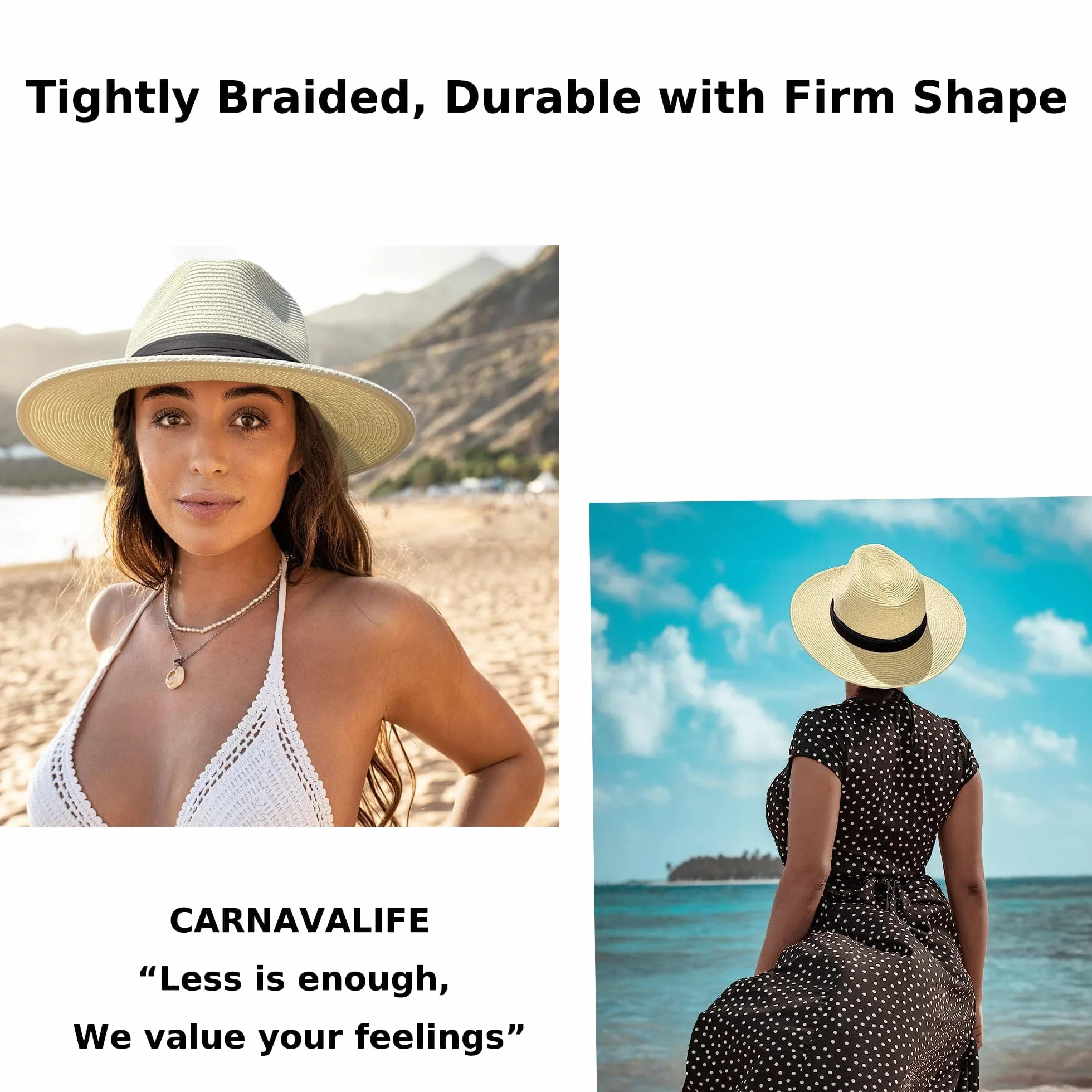 Cappello Panama Estivo, Cappello di Paglia Panama per Donna e Uomo Unisex, Cappello a Tesa Larga UPF 50 Pieghevole e Intrecciato Intensivo