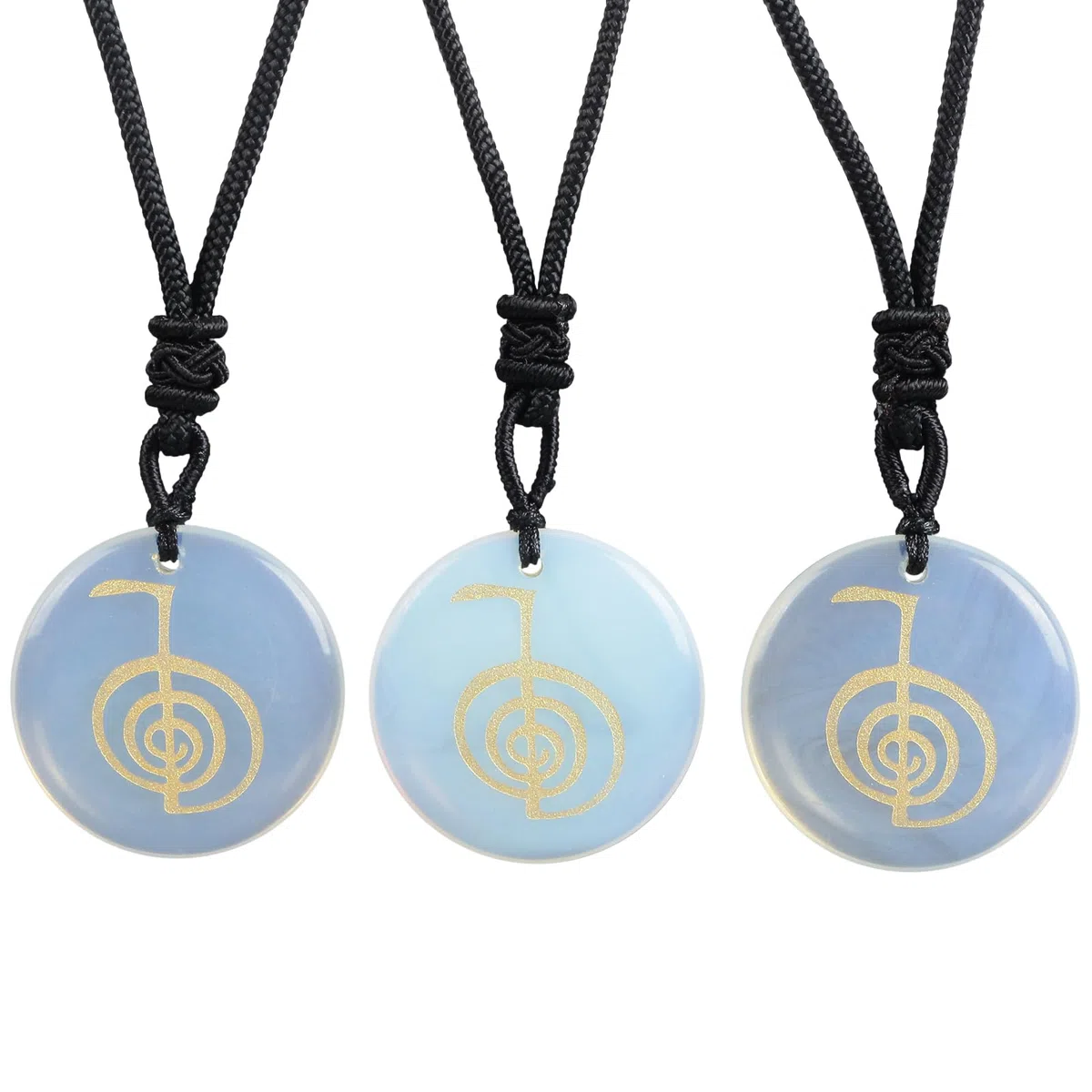 Collana con ciondolo a forma di moneta fortunata a spirale con simbolo Reiki, per uomini e donne, regolabile, 60-65 cm