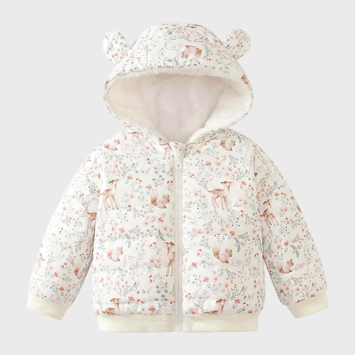 Generisch 2026 Piumino da ragazza Inverno Caldo Cappotto Floreale Per I Neonati Bambini Capispalla Morbido Leggero Isolato Antivento, bianco, 18-24 Mesi