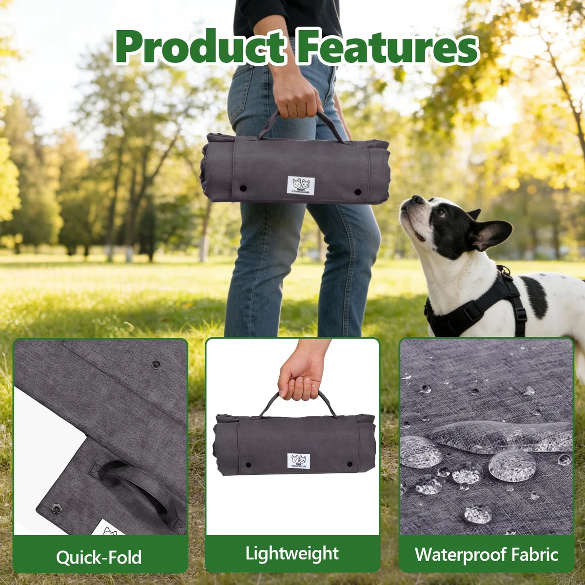 Coperta per Cani da Viaggio, 70 x 50 cm Impermeabile Antiscivolo Lavabile in Lavatrice Pieghevole Traspirante Resistente agli Strappi per Auto Campeggio Casa Interno Esterno per Cani Gatti