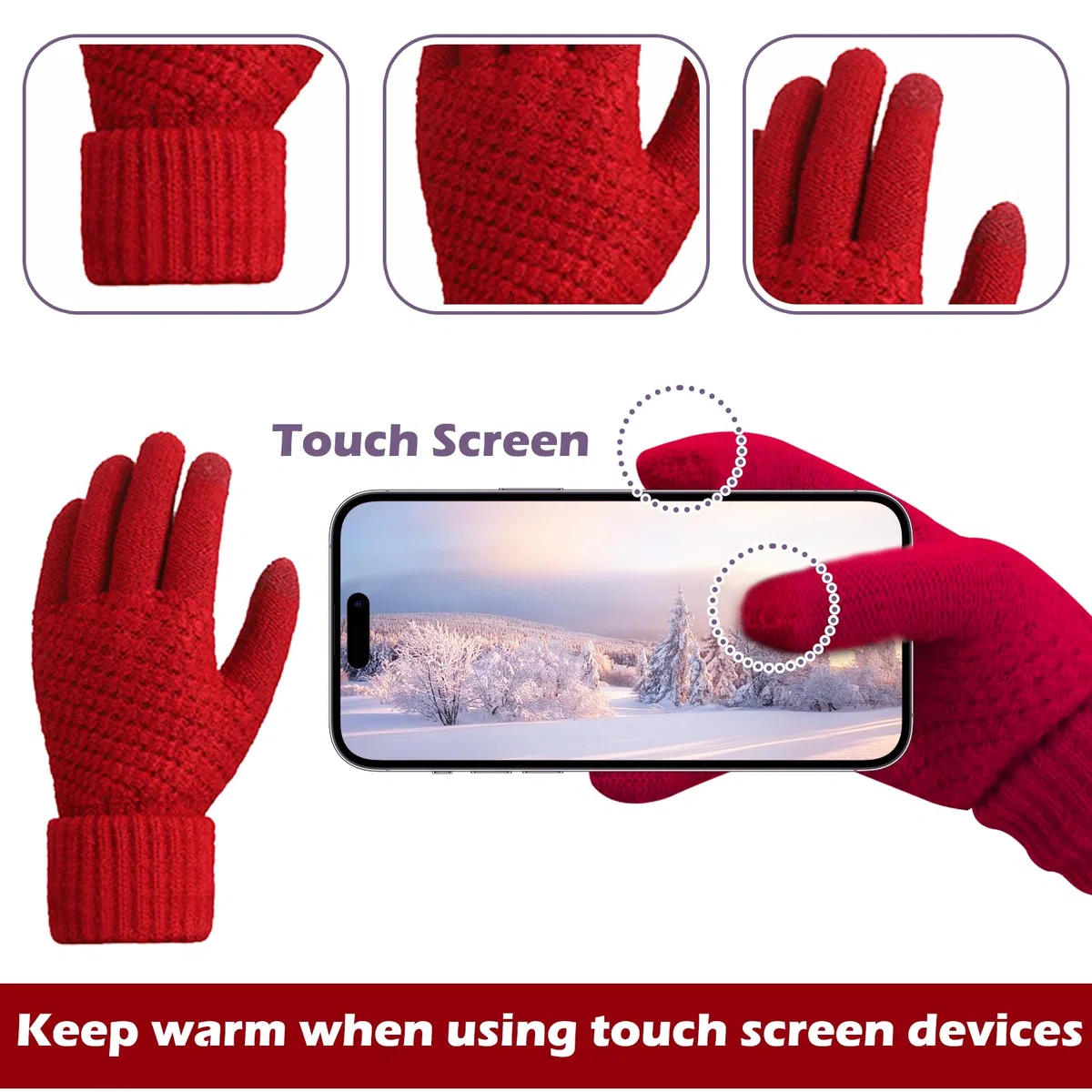 Cuffia, sciarpa e set di guanti, guanti touchscreen, cappello caldo da uomo, 3 in 1, guanto lavorato a maglia, sciarpa lunga, in lana ispessita e morbida